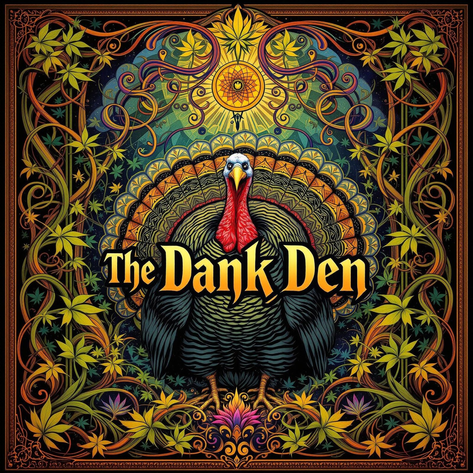 Stoner Thanksgiving Graphic in Art Nouveau Style