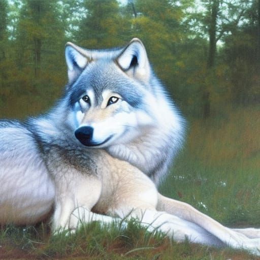 Wolf Finds Computer: Oil Painting by Gurney