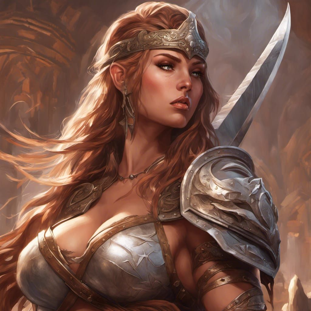 Voluptuous Barbarian Girl in Hyperdetailed Digital Art