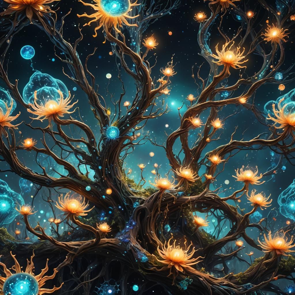 Bioluminescent Space Fairy in Hyperrealistic HDR Style