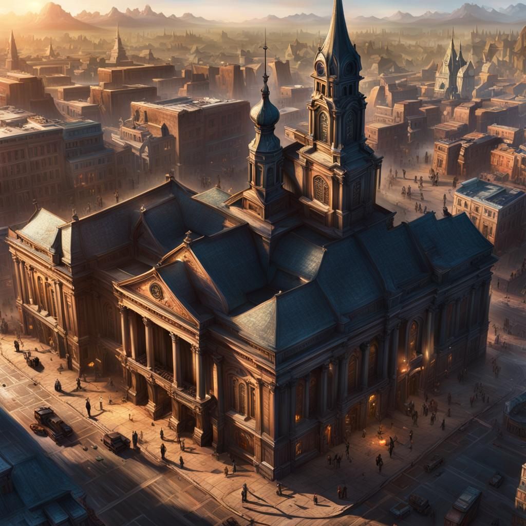 Alien Old West Town at Sunset: Digital Art