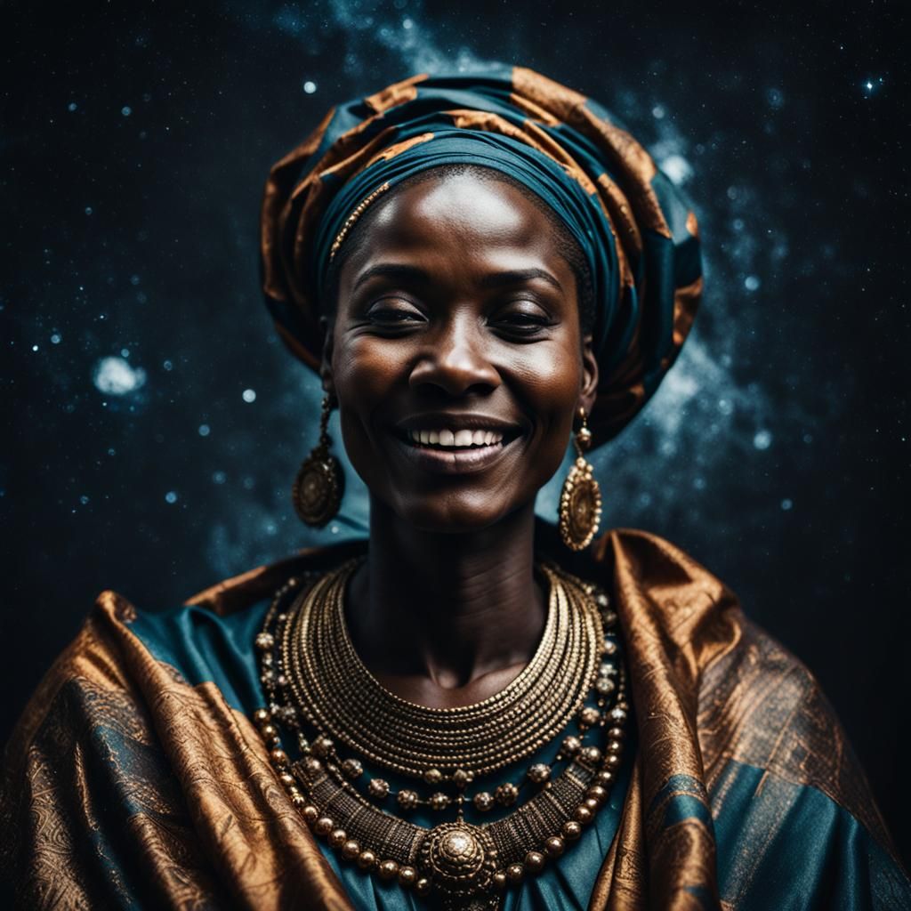 African Woman in Royal Robes in Cosmos