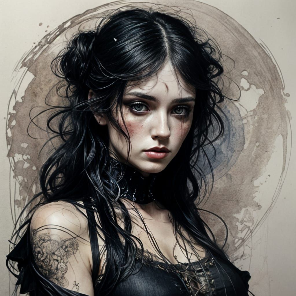 Goth Girl in Ink, Jean-Baptiste Monge Style