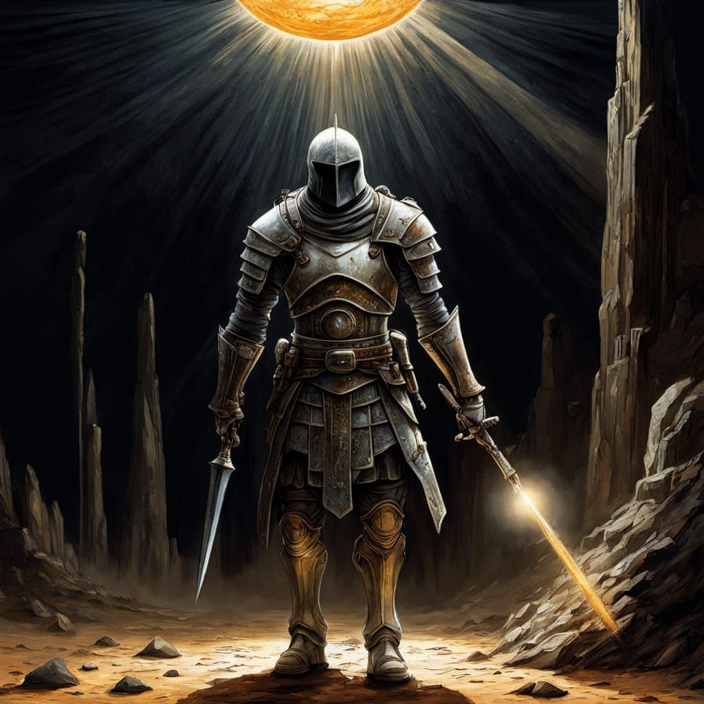 Existential Desert Landscape with Falling Teardrop in Surrea...