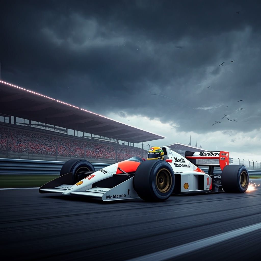 Formula 1 Legend Ayrton Senna in High-Speed Action