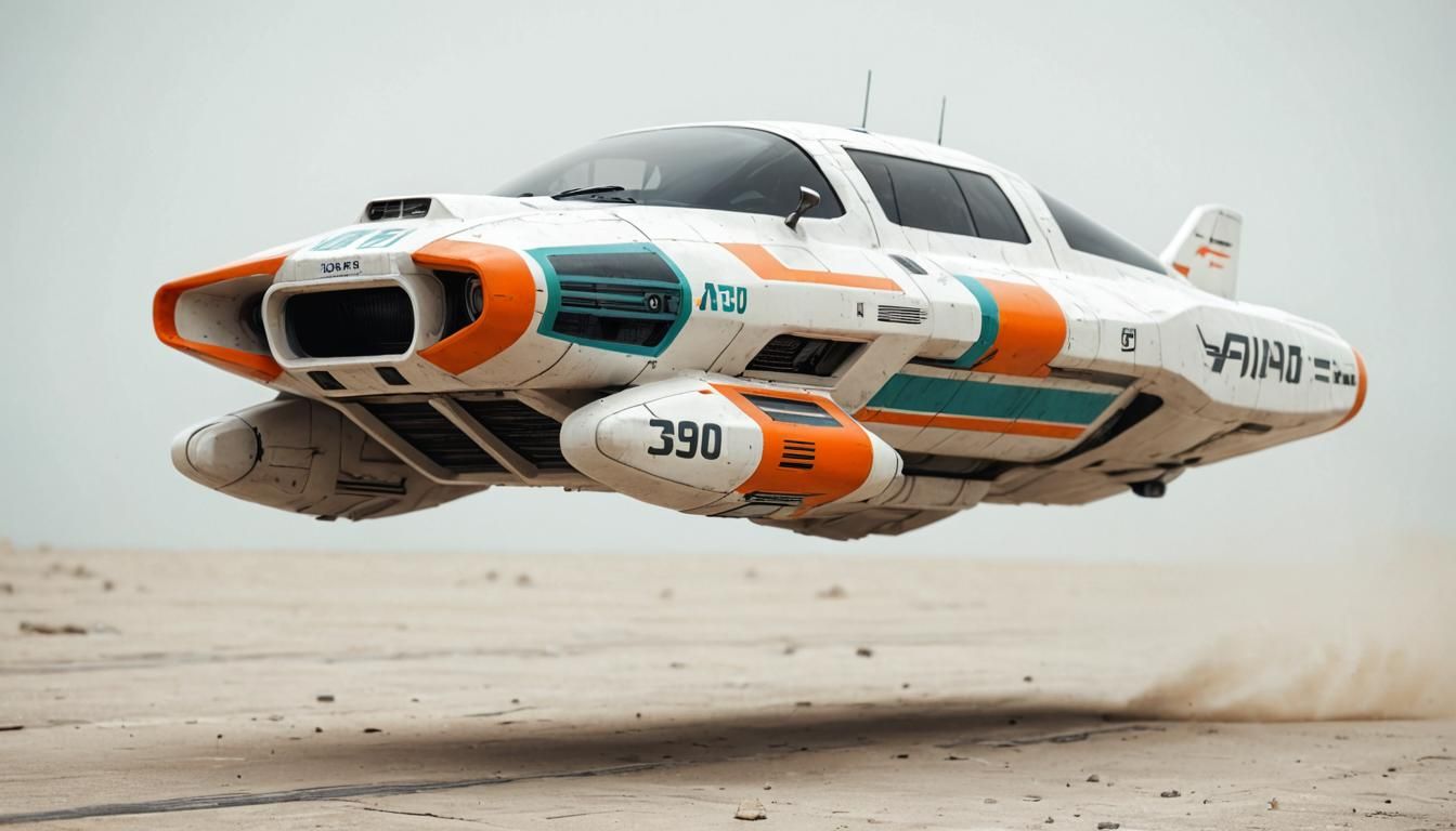 Futuristic Hover Speeder with Japanese Tech Decals