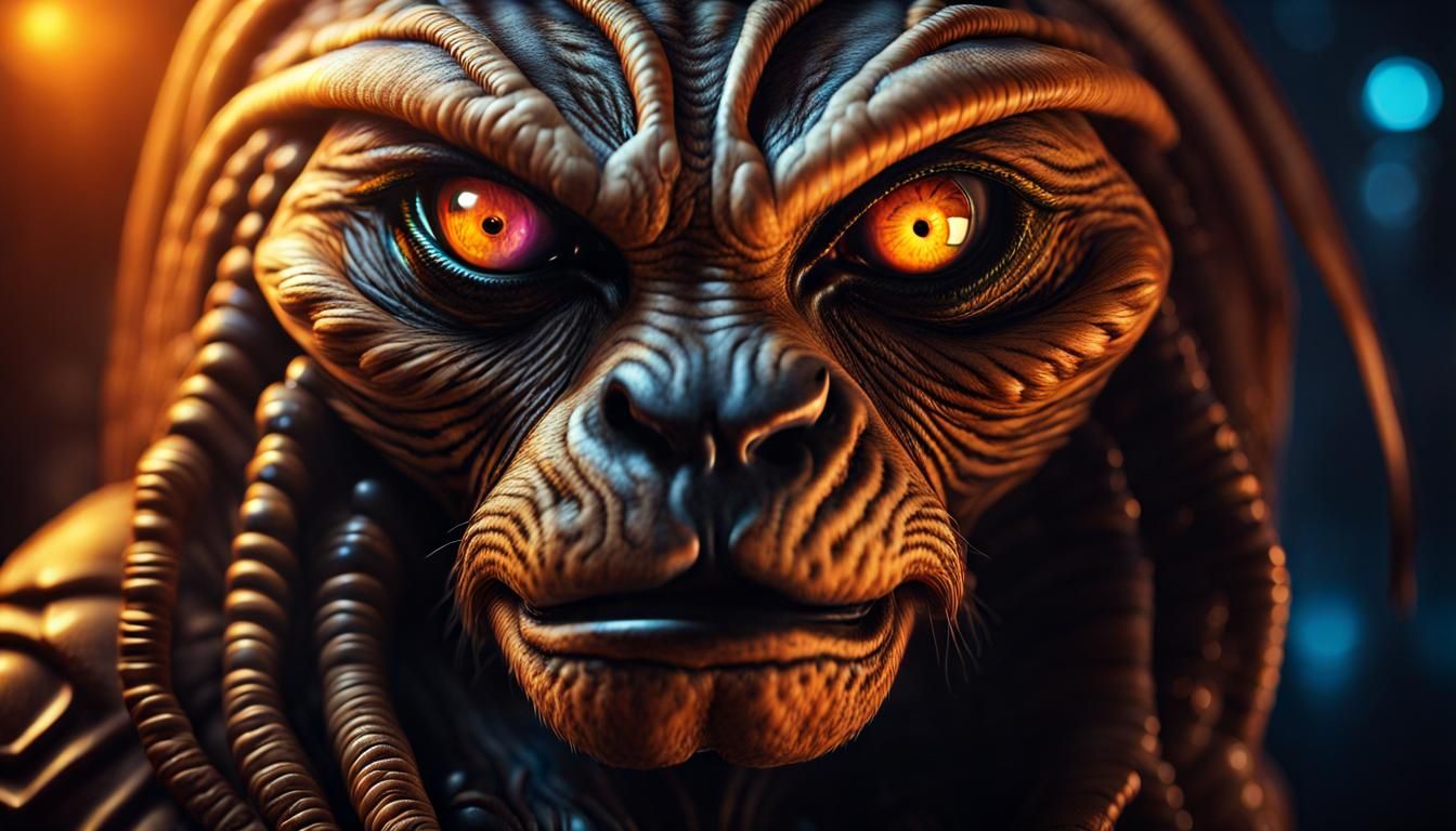 Hyperrealistic Portrait of a Kzinti Alien in Dramatic Lighti...