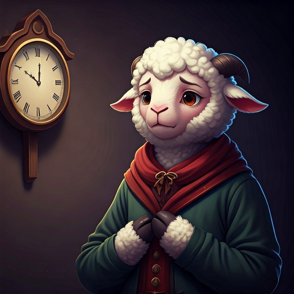 Nervous Lamb Waiting, Detailed 3D Anime Art