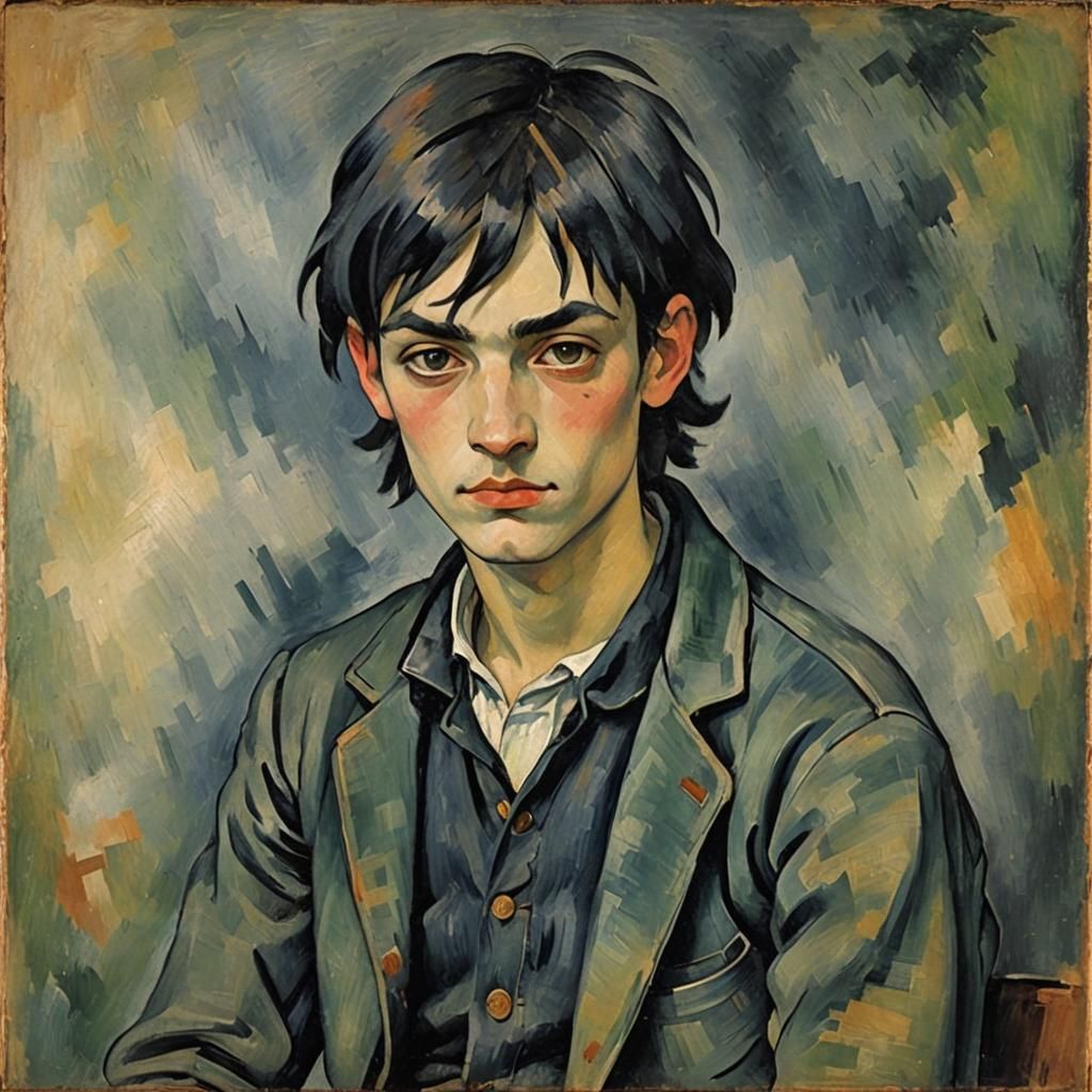Emo Boy in Post-Impressionist Style