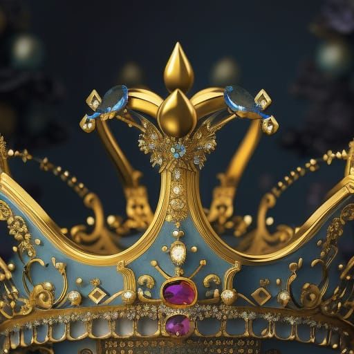 Opulent Crown in Baroque Art Nouveau Style