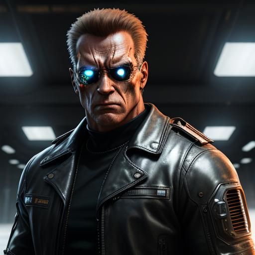 Futuristic Terminator with Lightbulb Eye in Sci-Fi Scene