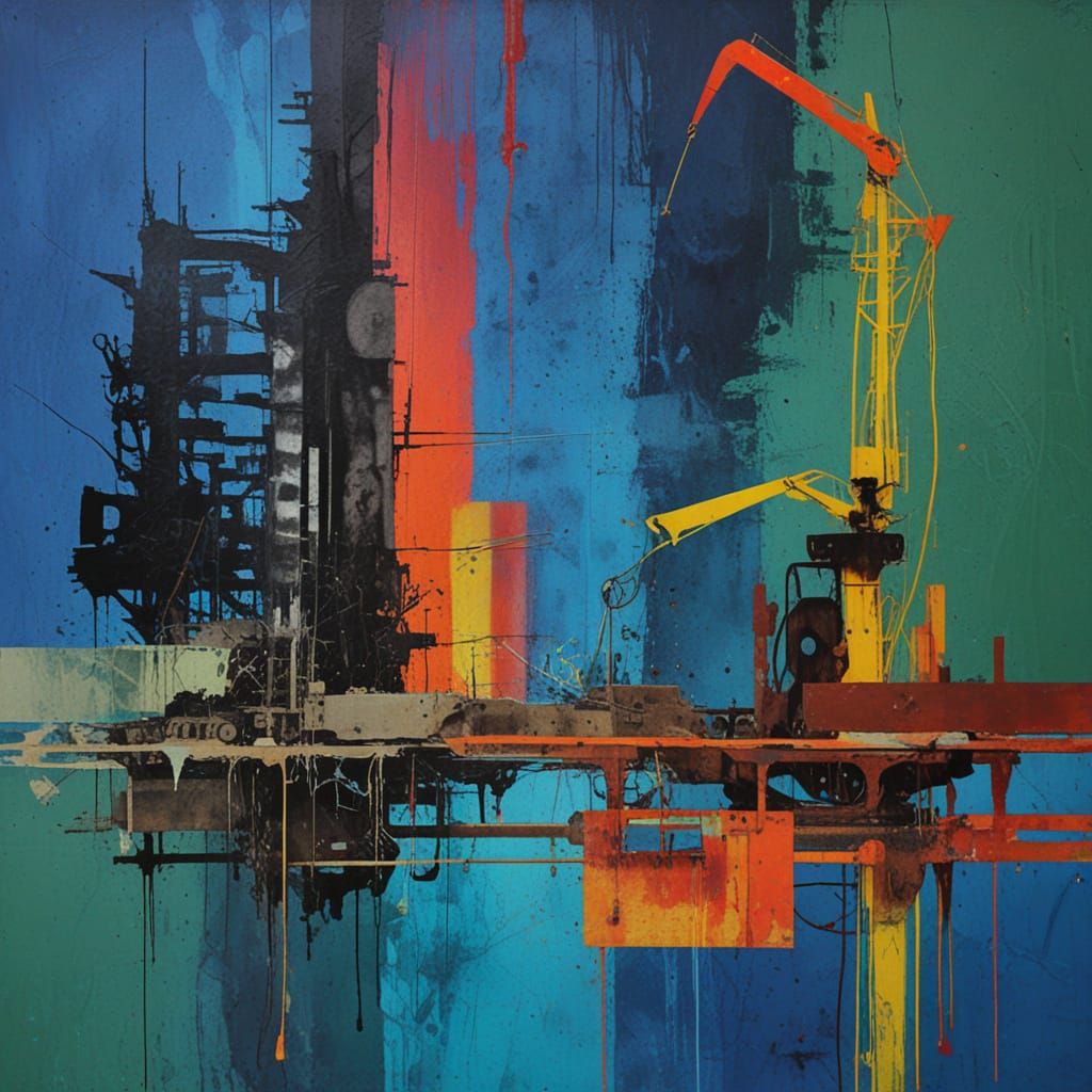 Surrealist Hybrid in Urban Decay with Neon Lights