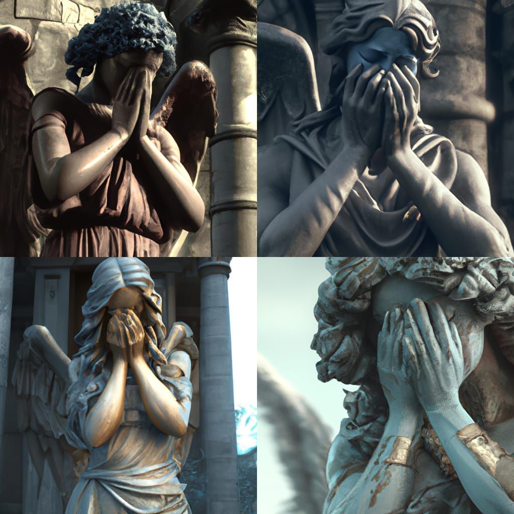 Weeping Angel Statue in Detailed Matte Painting