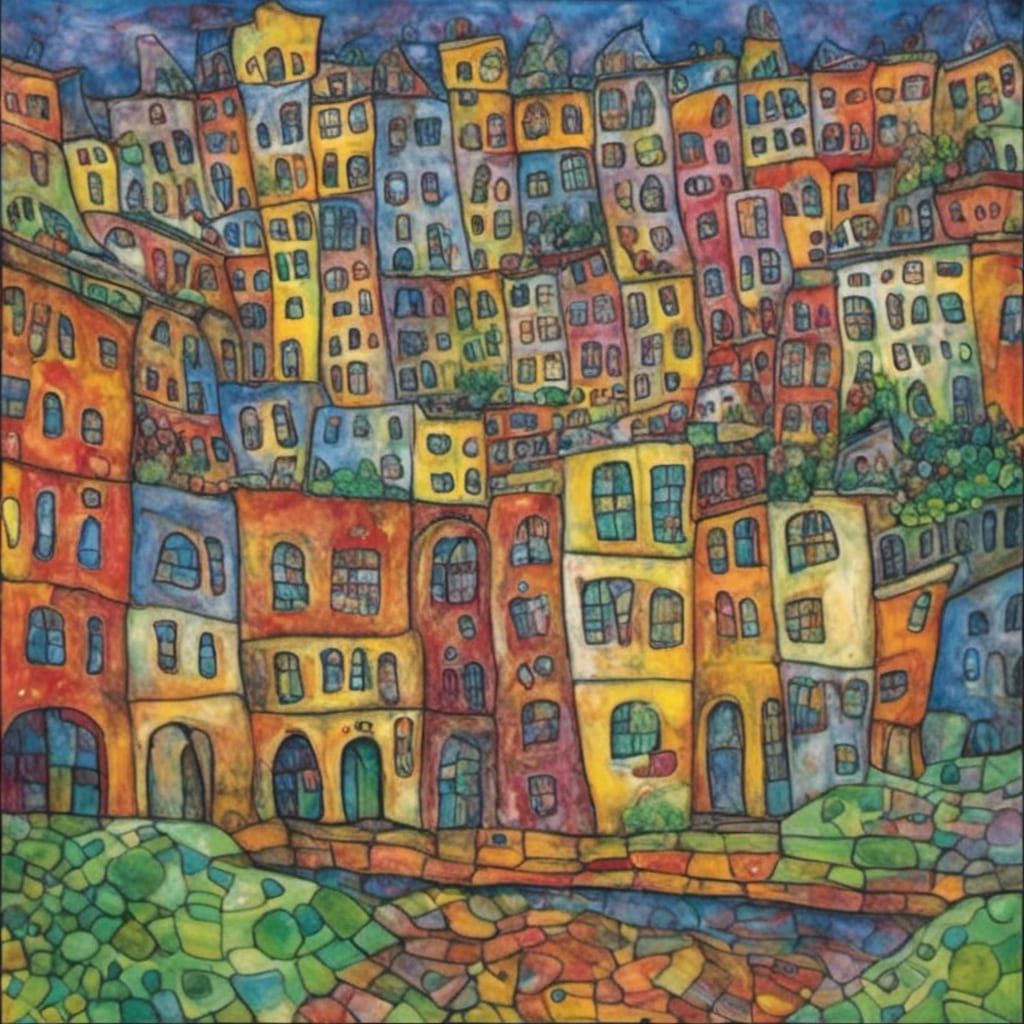 Lush Cityscape in Hundertwasser Style