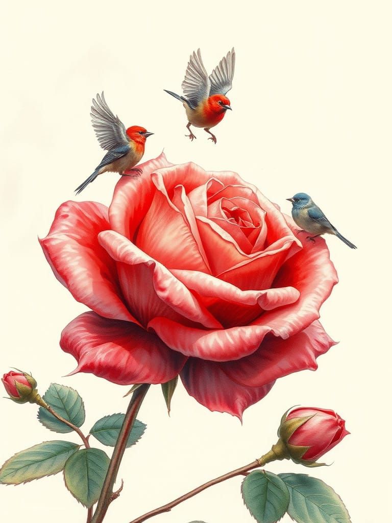 Surreal Watercolor Rose Blooms in Cinematic Detail