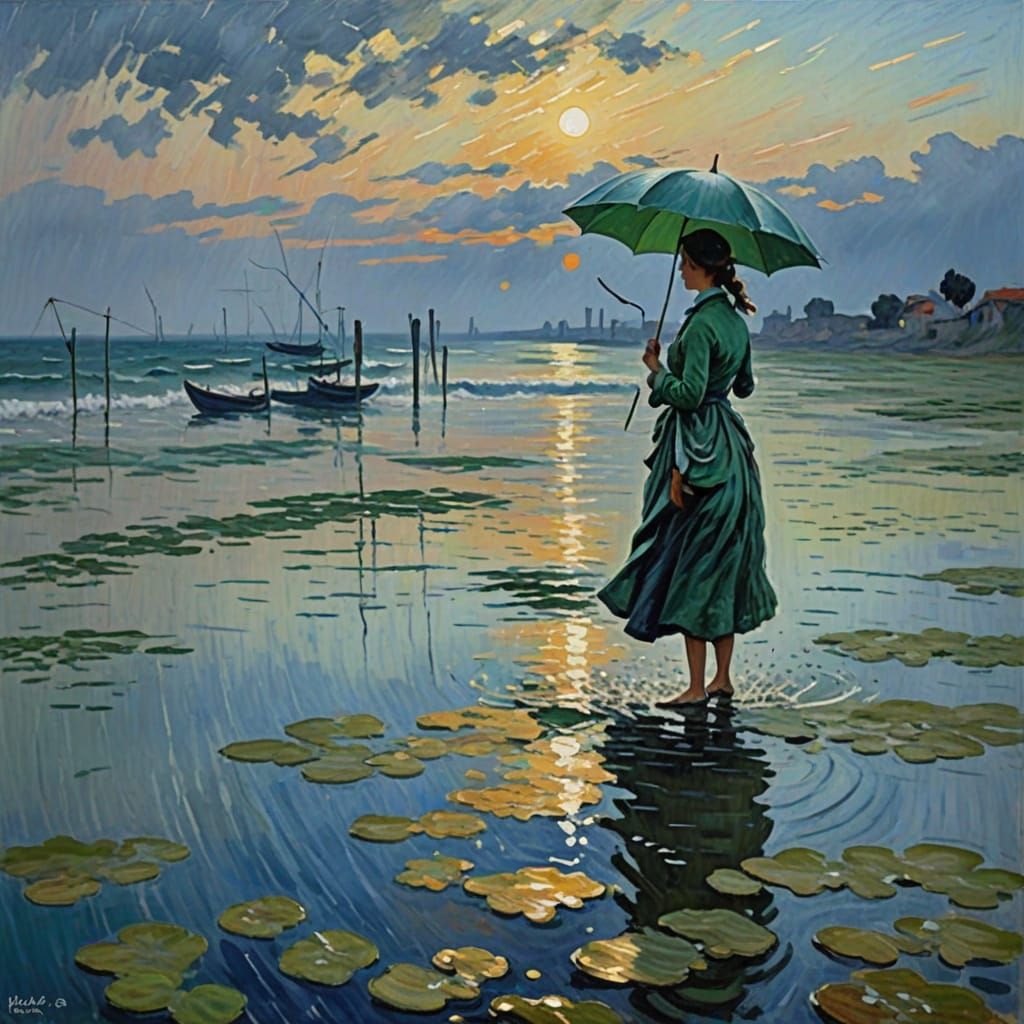 Impressionistic Seascape After Summer Rain