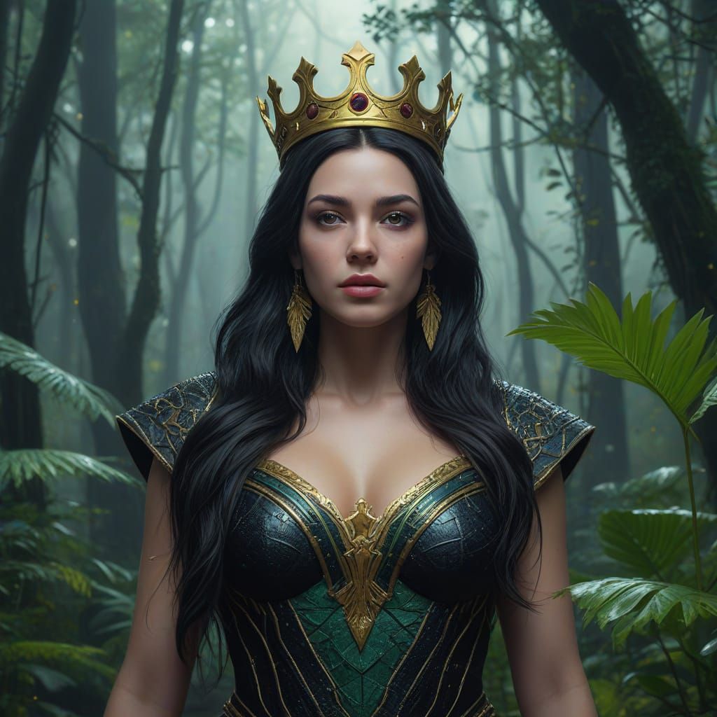 Goddess Nemesis in a Rainforest, Digital Art