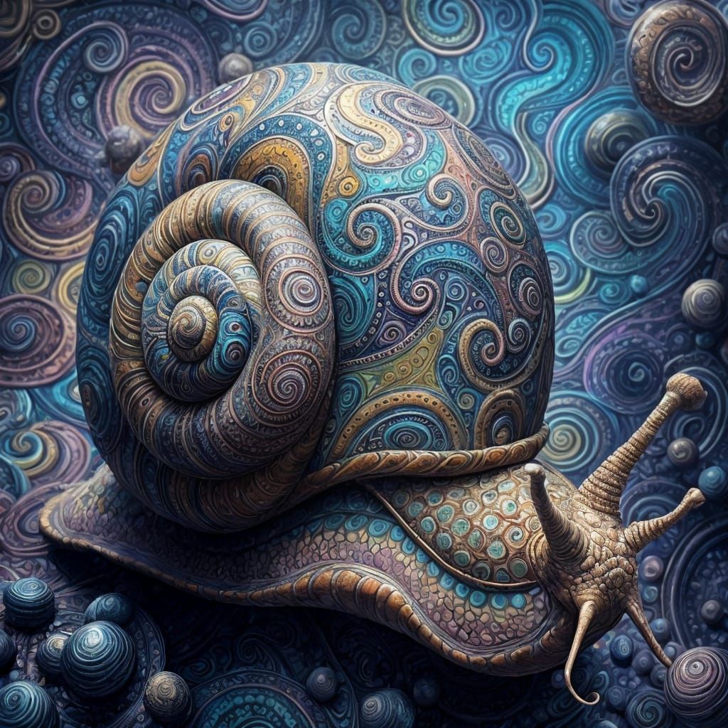 Psychedelic Snail: Dreamlike, Multicolored Illustration