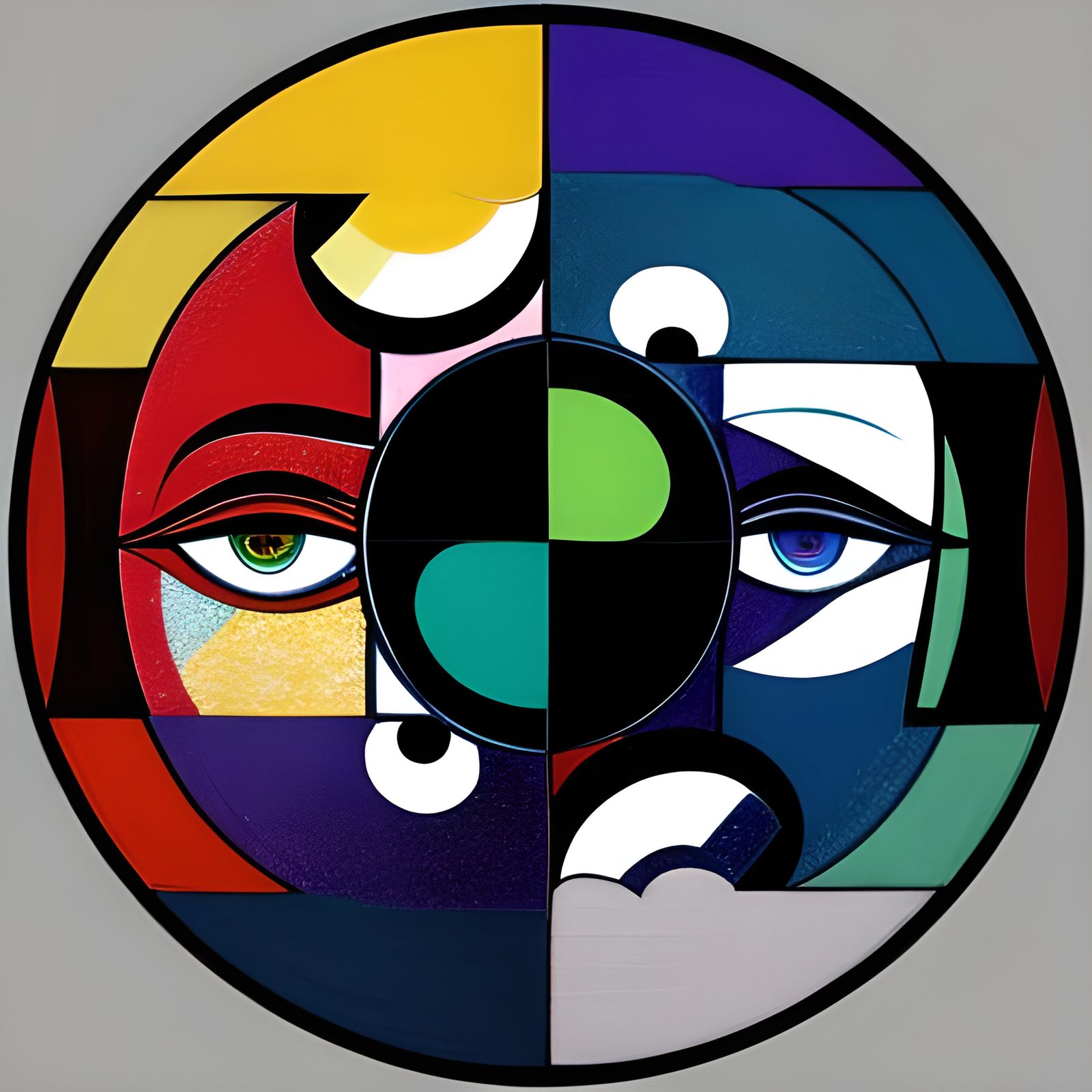 Colorful Cubist Mosaic of Opposites in Avant-Garde Style