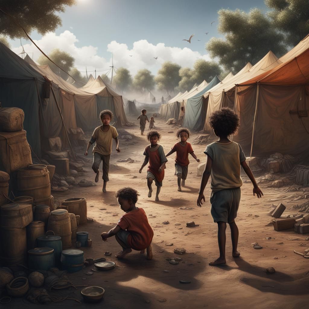 Children Playing: Detailed Matte Painting