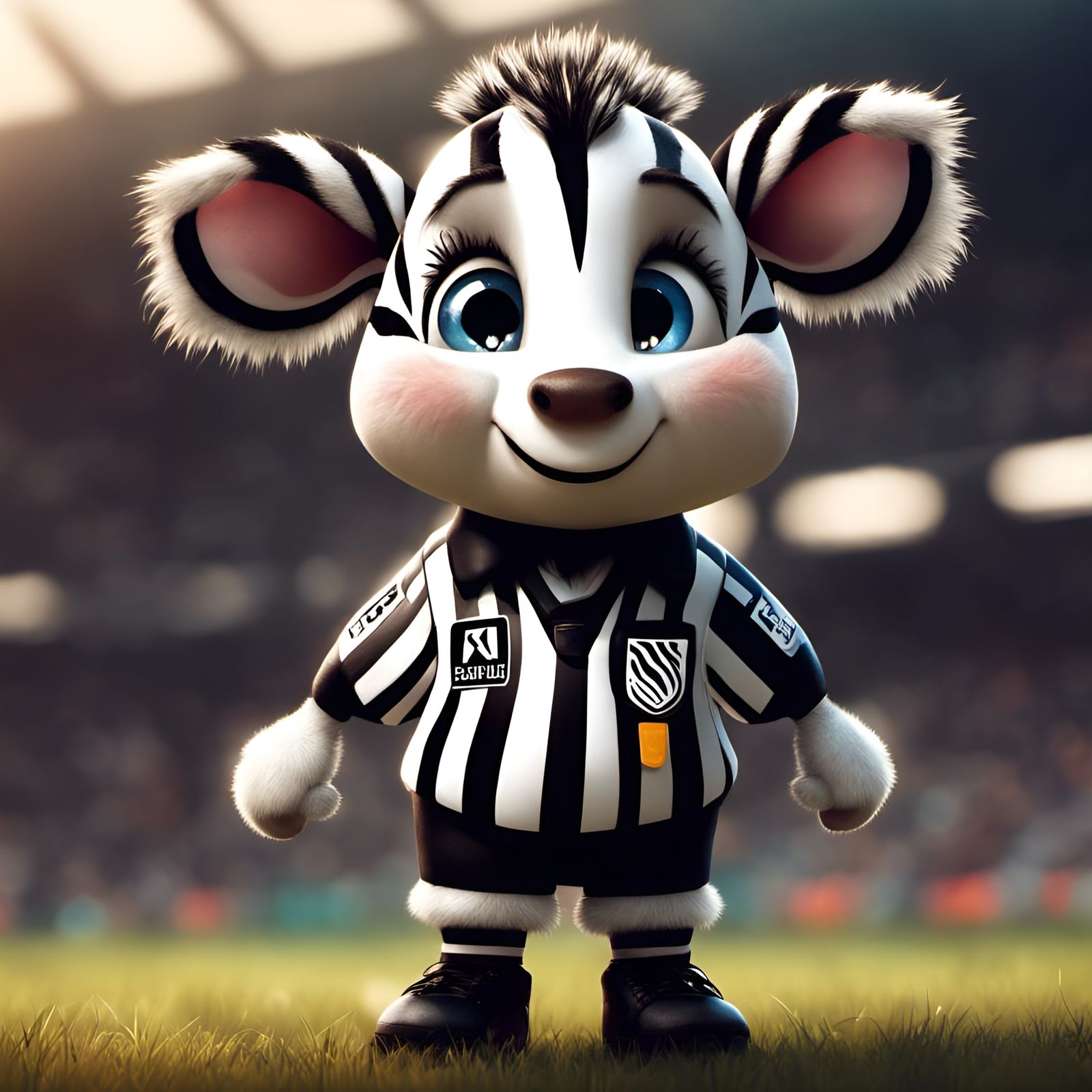 Chibi Zebra Referee in Detailed 3D Style