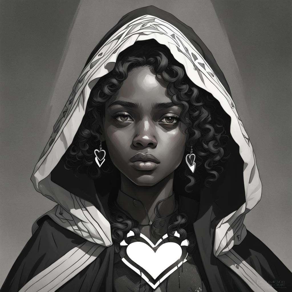 Teenage Girl in Heart Cloak: Hyperdetailed Portrait