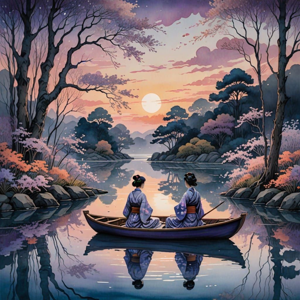 Romantic Whispers on a Serene Japanese River