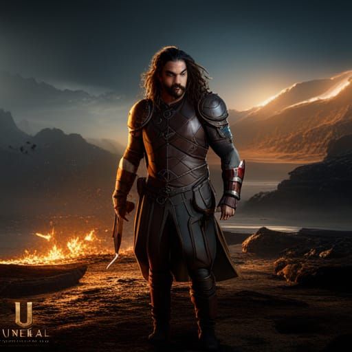 Detailed Matte Painting of Jason Mamoa in Fantasy Art