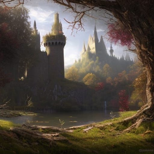Overgrown Gothic Castle in Enchanted Woodland