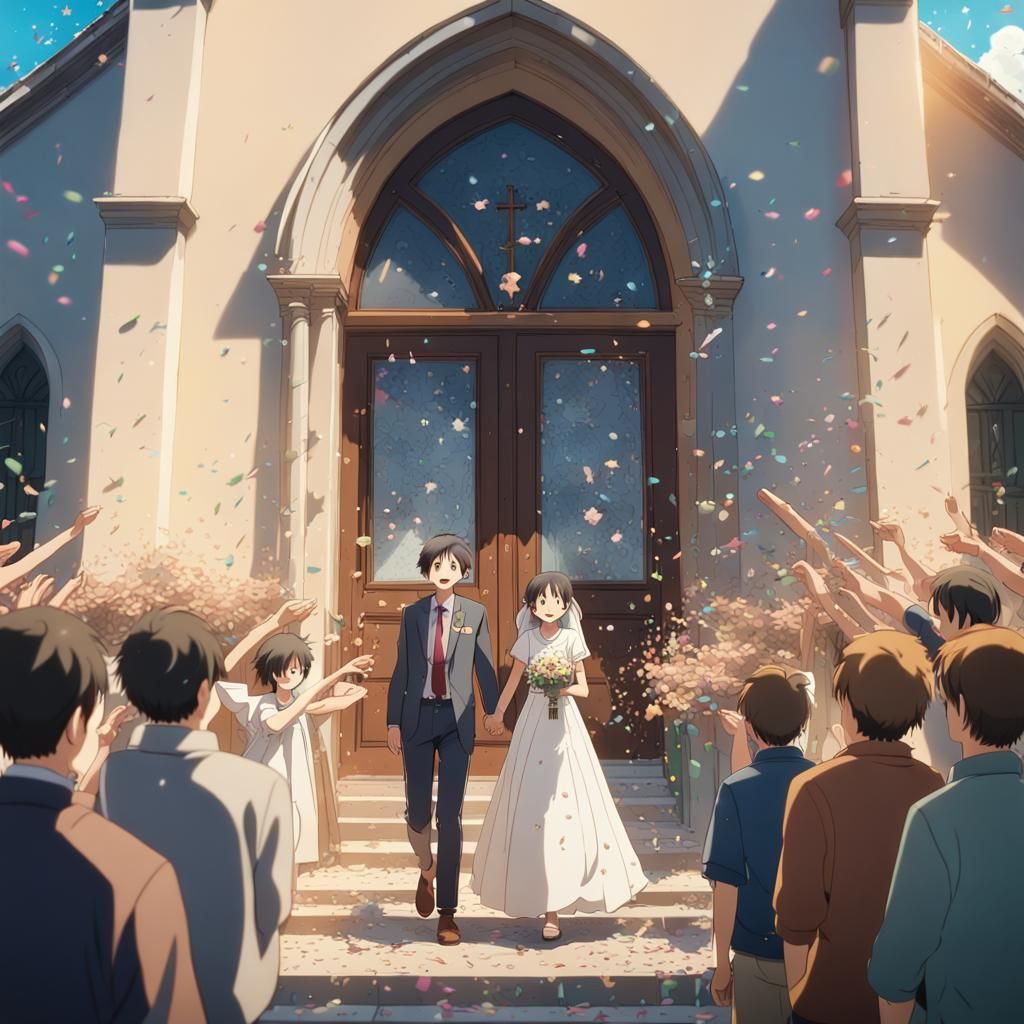 Joyful Italian Wedding in Studio Ghibli Style