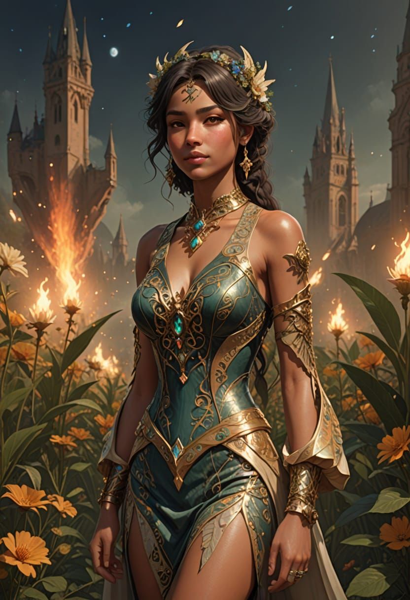 Mysterious Woman in Ethereal Landscape