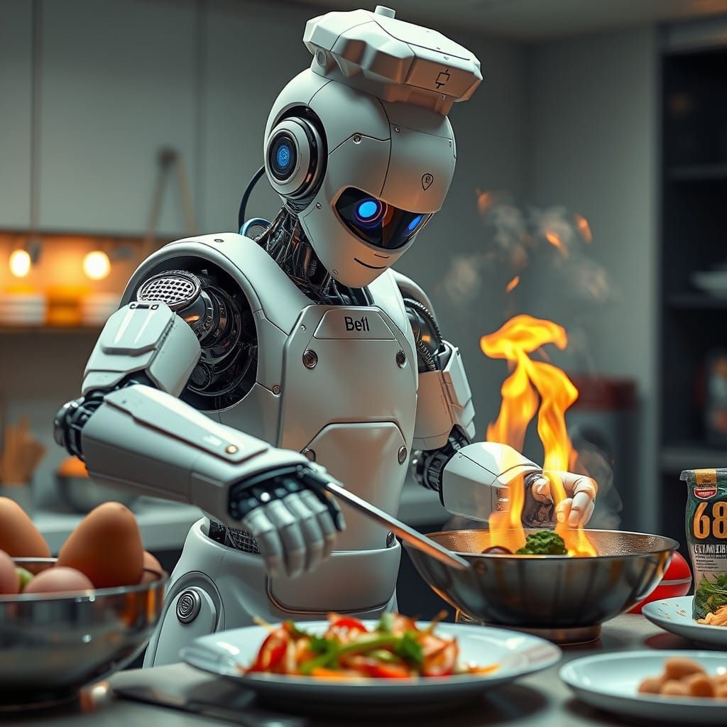 Cyberpunk Robot Chef in Hyperdetailed HDR