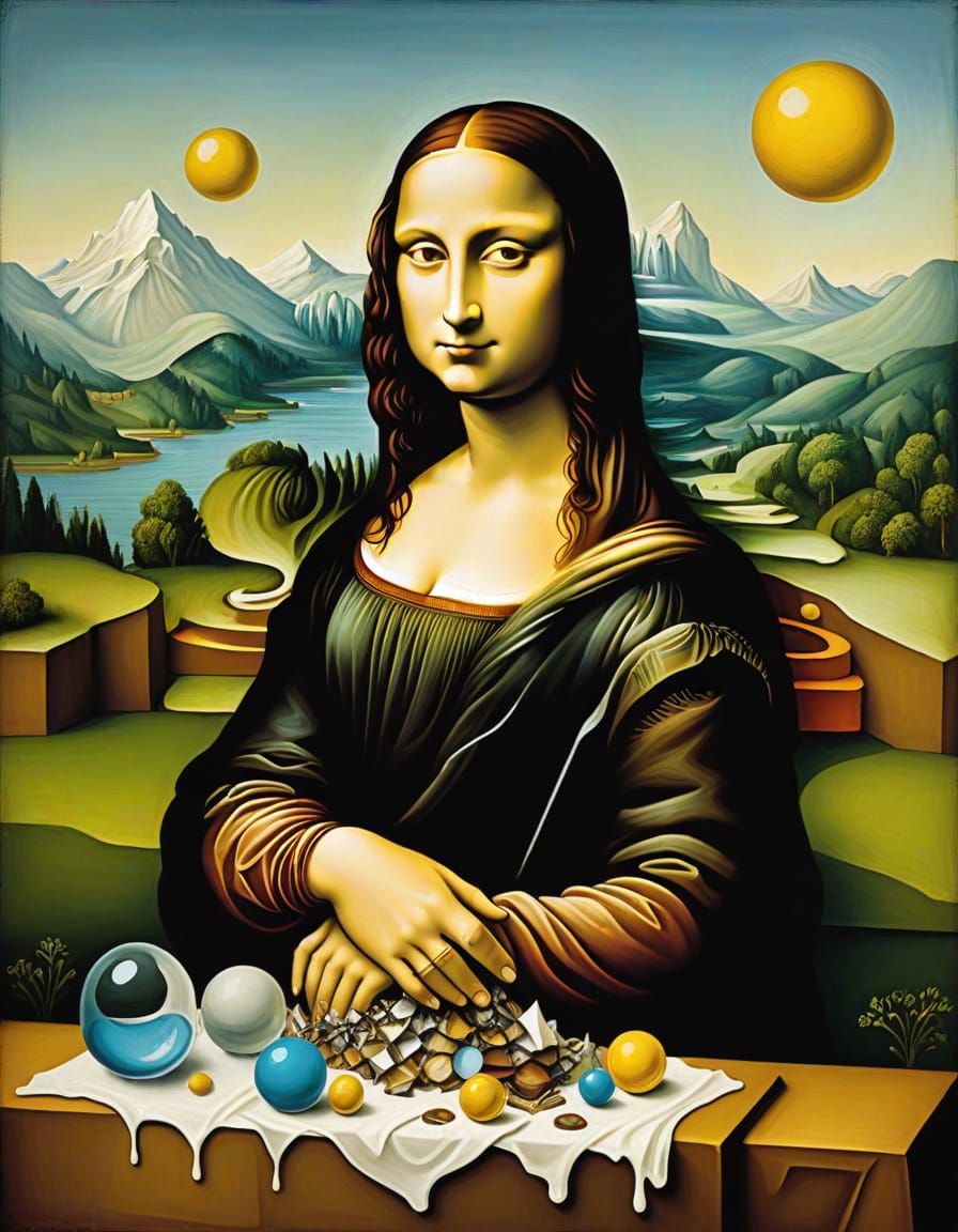 Mona Lisa in Surreal Dreamscape, Dadaism Style
