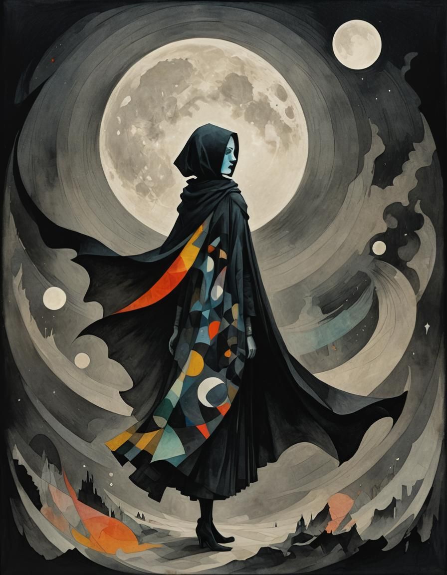 Ethereal Moonlight on Parchment, Cartoon Fantasy