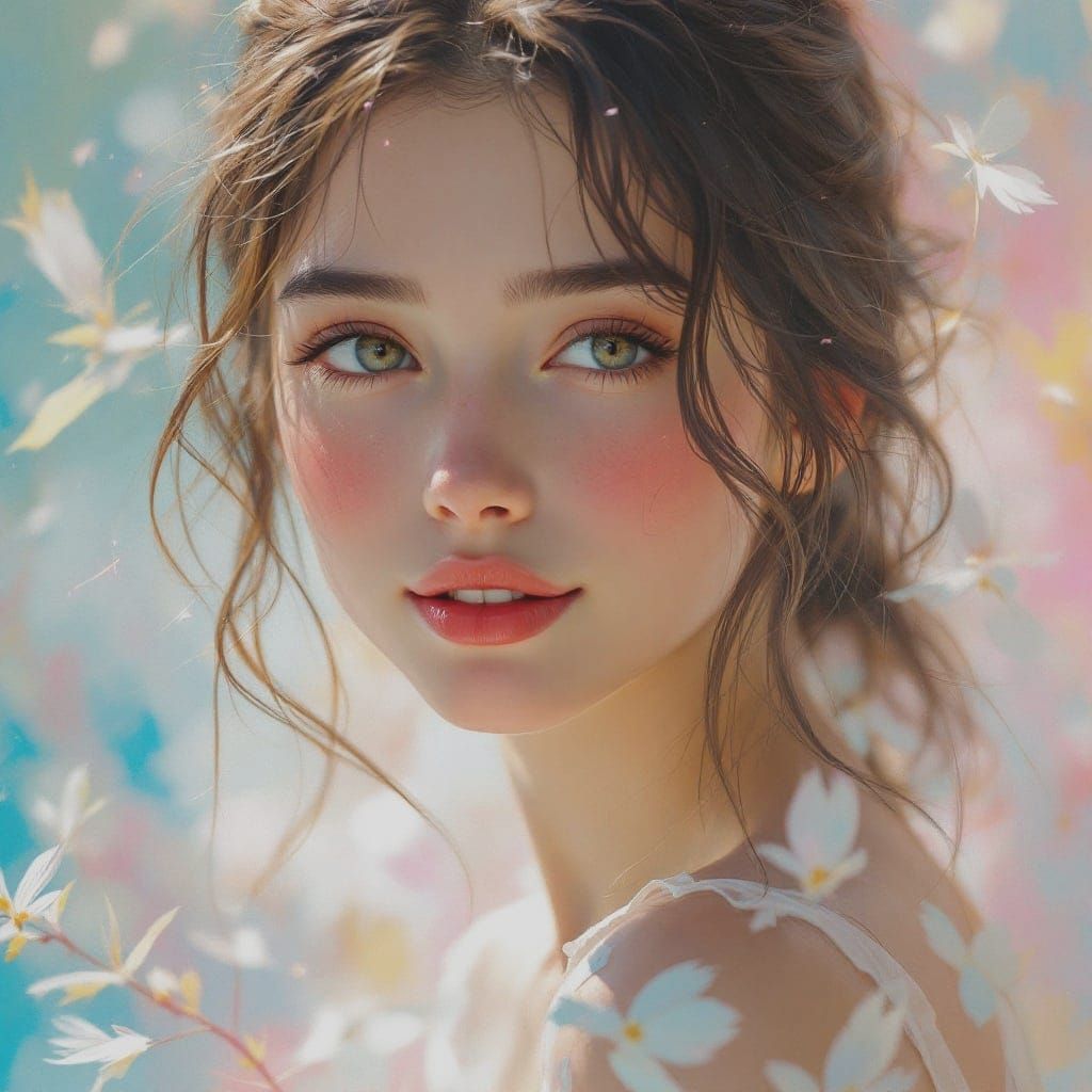 Ethereal Young Woman in Impressionist Style