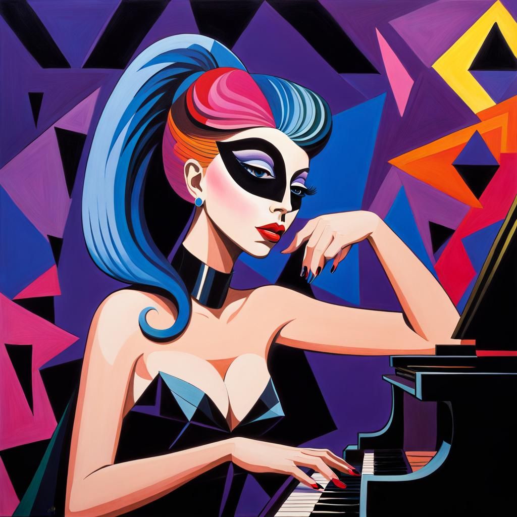 Lady Gaga as a Cubist Picasso Painting