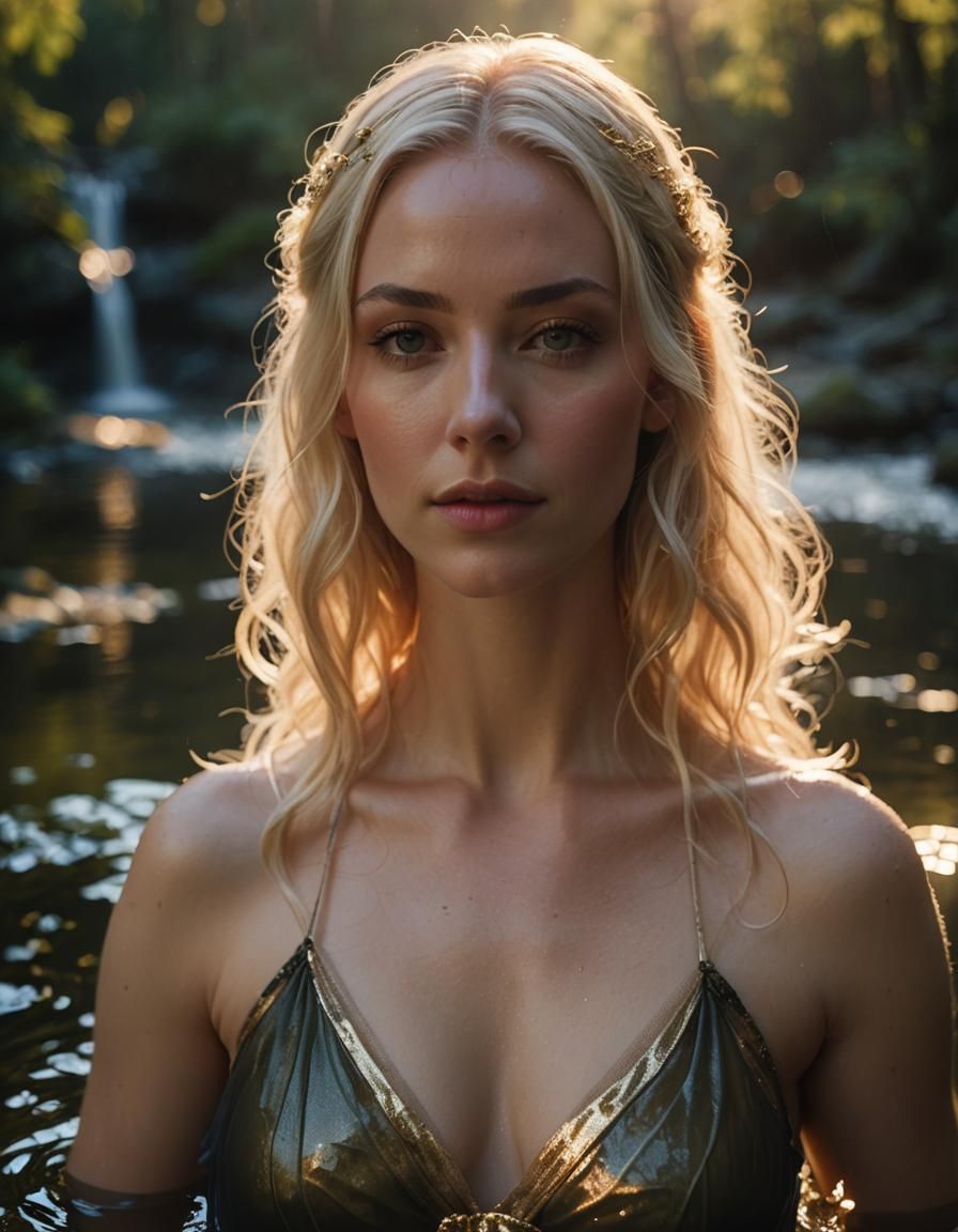 Nymph in Pond Cinematic Portrait