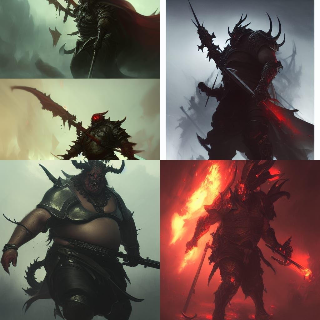 Hyperdetailed Gluttonous Devil Knight in Hell