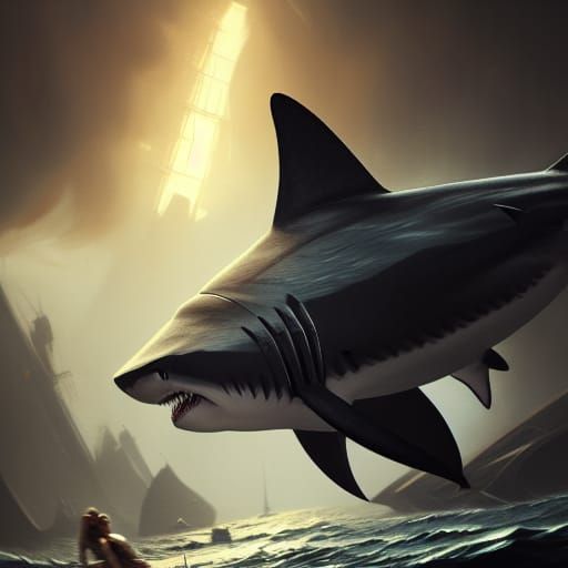 Shark Sinks Ship: Dark Fantasy Concept Art