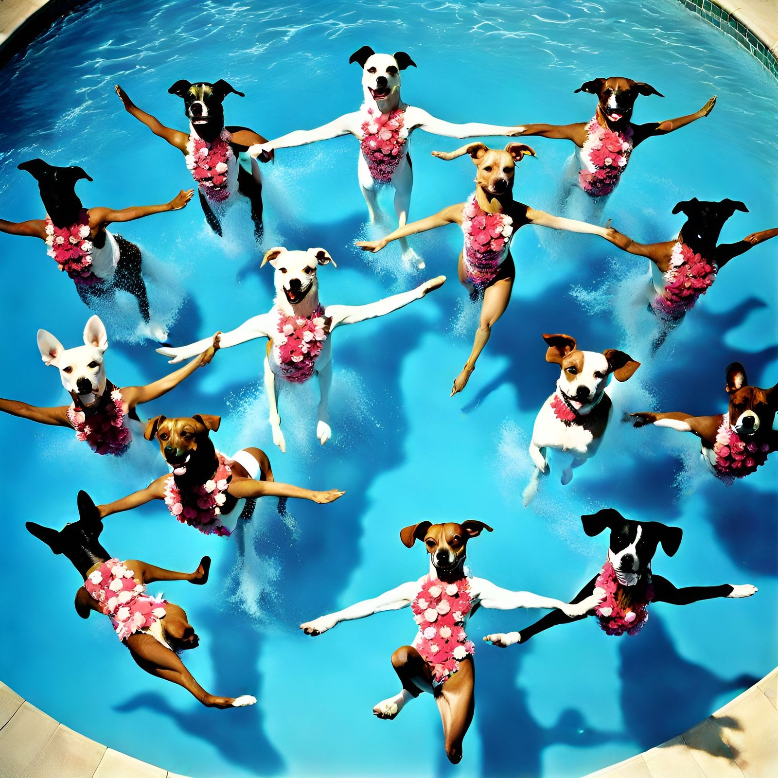 Dogs Perform Synchronized Swimming Routine