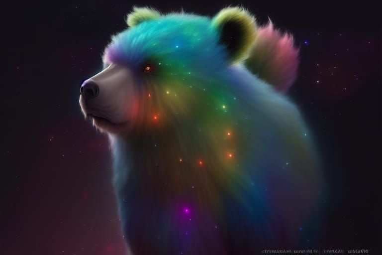 Colourful Nebula Bear in Wonderland, Digital Art
