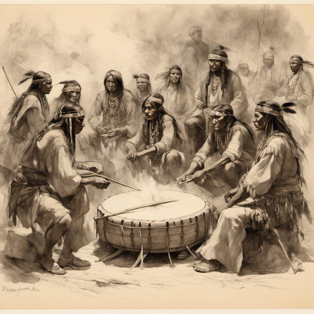 Native Americans Ghost Dance: Late 1800's Sketch
