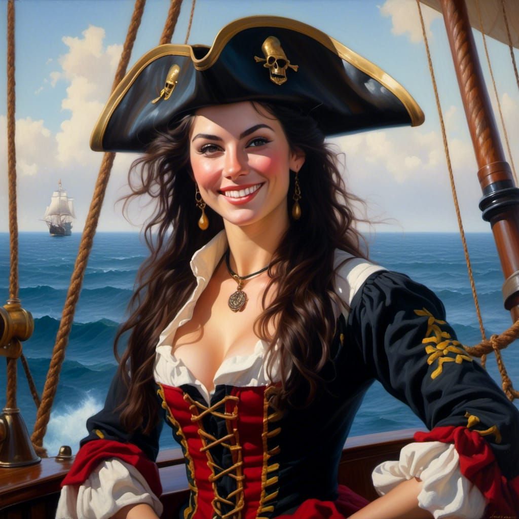 Elf Pirate Portrait in Oil Painting Style