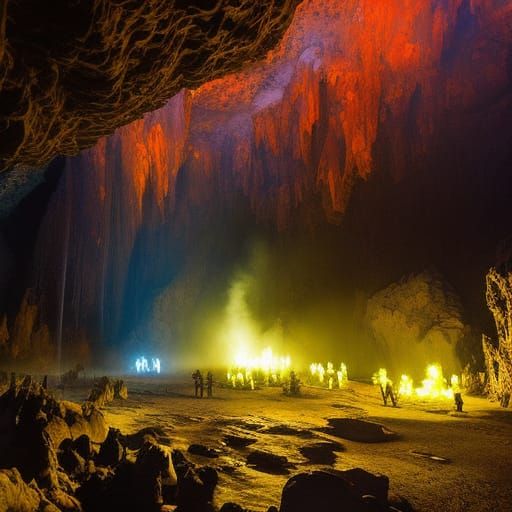 African Ghosts Dancing in Volcanic Cave