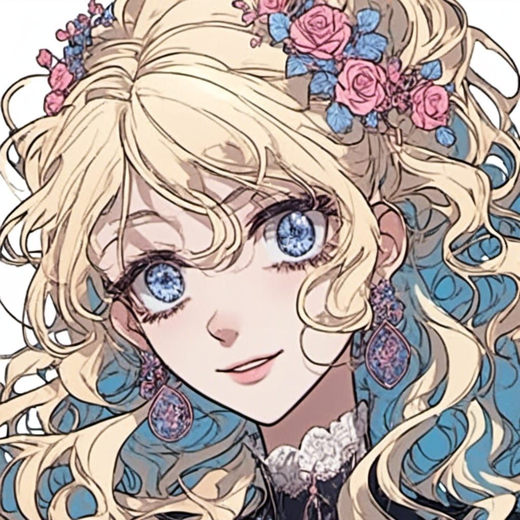 Smiling Girl with Blue Eyes in Detailed Digital Art