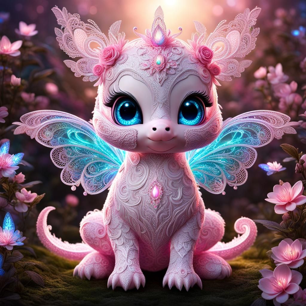 Lace Dragon in Bioluminescent Fairy Garden