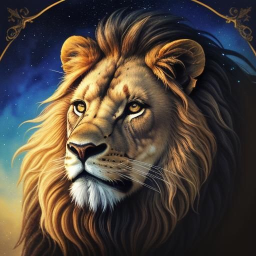 Surreal Lion Portrait in Dreamy Watercolor Style