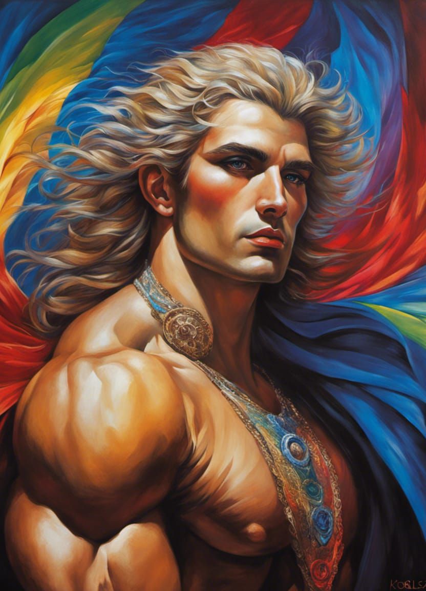 God of Love: Acrylic Painting with Rainbow Flag