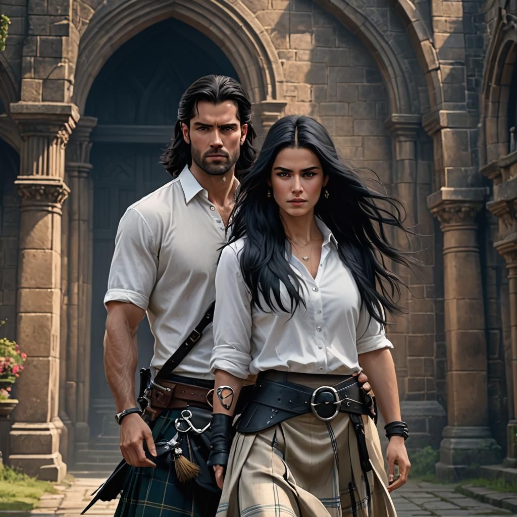Scottish Man and Woman: Detailed Fantasy Art