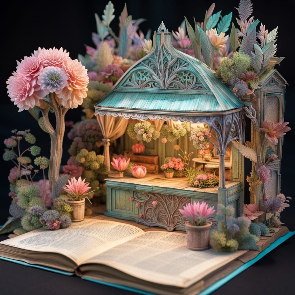 Enchanted Pop-Up Flower Shop in 3D Pastel Render